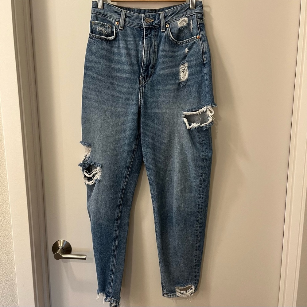 Distressed baggy mom jeans